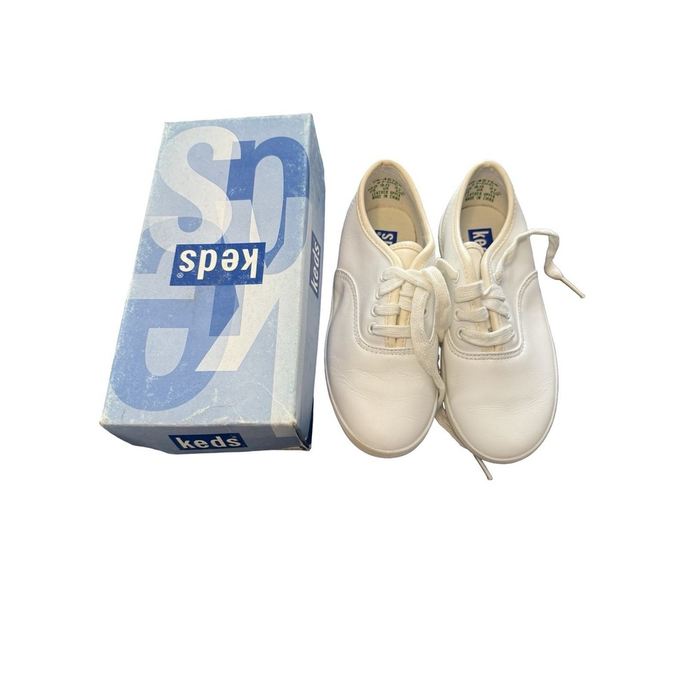 Vintage Keds 10 wide  Kids‎ white leather Champion shoes sneakers.